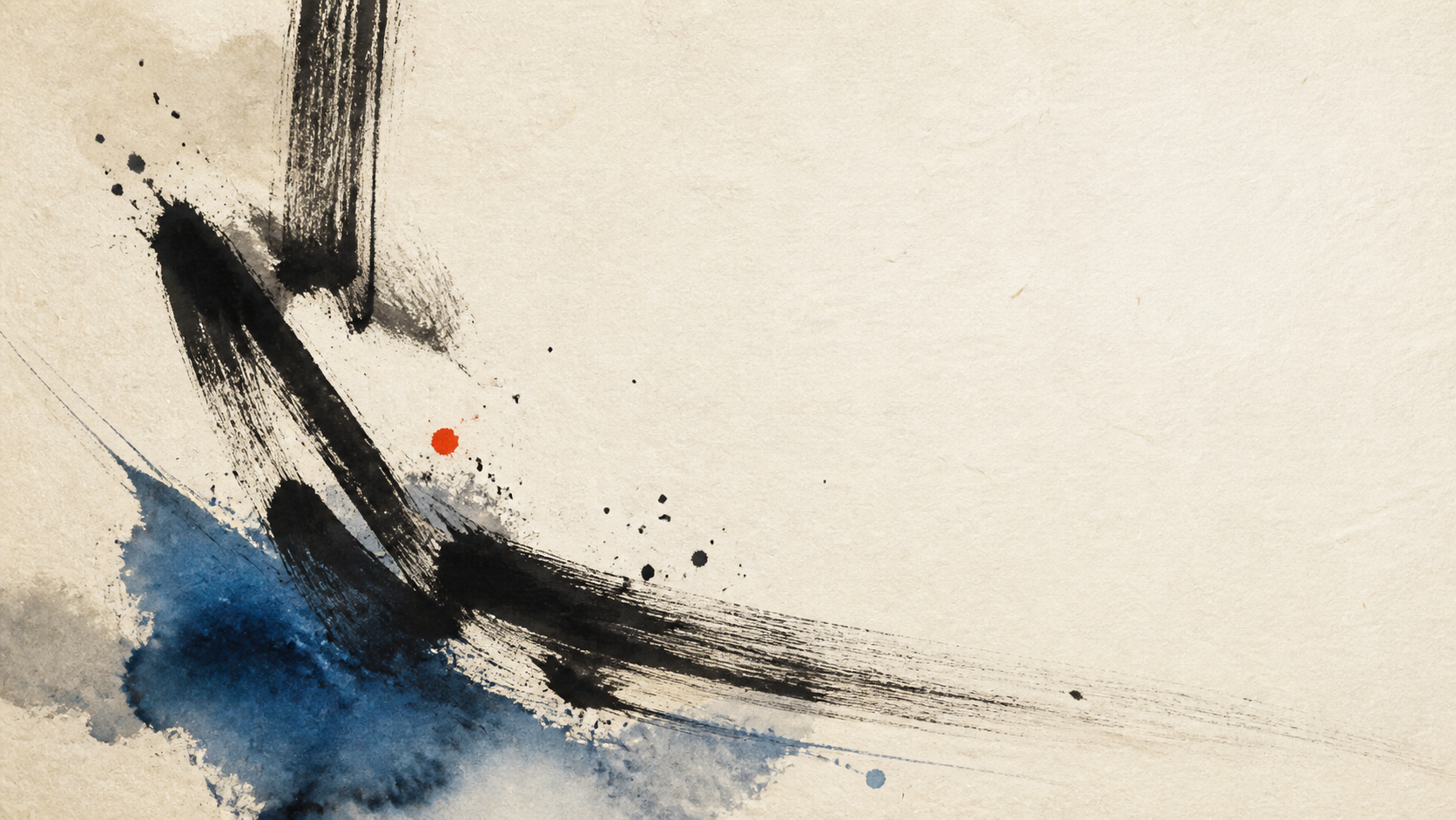 Composition abstraite à l’encre noire et au bleu ultramarin